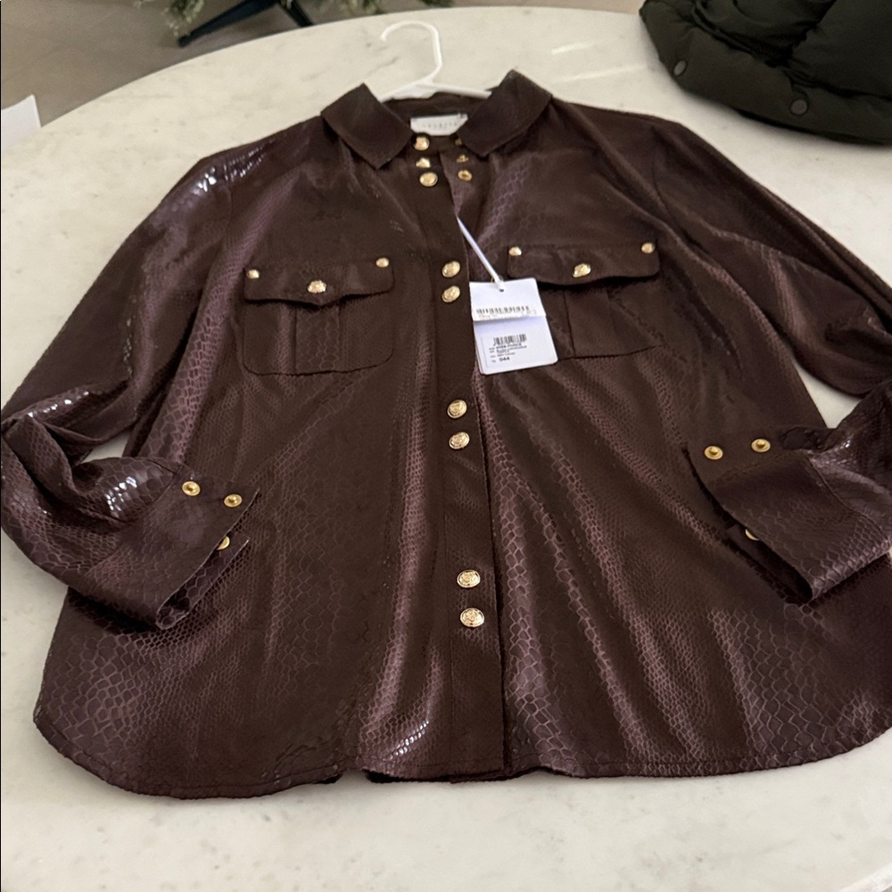 Force1 Shiny Brown Blazer with Gold Buttons